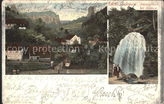 Rathen Saechsische Schweiz Amselgrund mit Amselfall