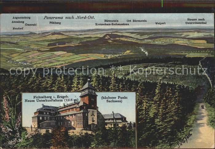 Oberwiesenthal Erzgebirge Panorama mit Fichtelberg und Neuem Unterkunftshaus