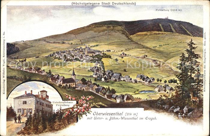 Oberwiesenthal Erzgebirge mit Unter und Boehmisch Wiesenthal Unterkunftshaus Fic