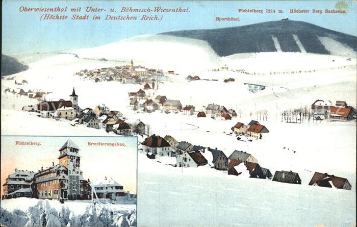 Oberwiesenthal Erzgebirge mit Unter und Boehmisch Wiesenthal Fichtelberghaus