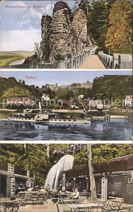 Rathen Saechsische Schweiz Bastei Bruecke Elbepartie Dampfer Amselfall