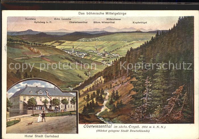 Oberwiesenthal Erzgebirge Panorama mit Hotel Stadt Carlsbad