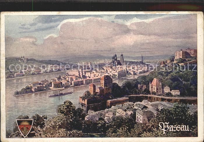 PAssAU Bayern Zusammenfluss von Ilz Donau und Inn
