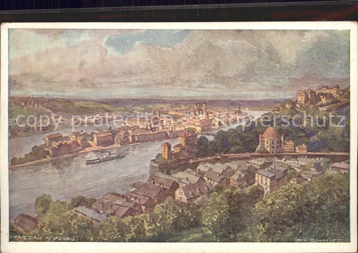 PAssAU Bayern Zusammenfluss von Ilz Donau und Inn