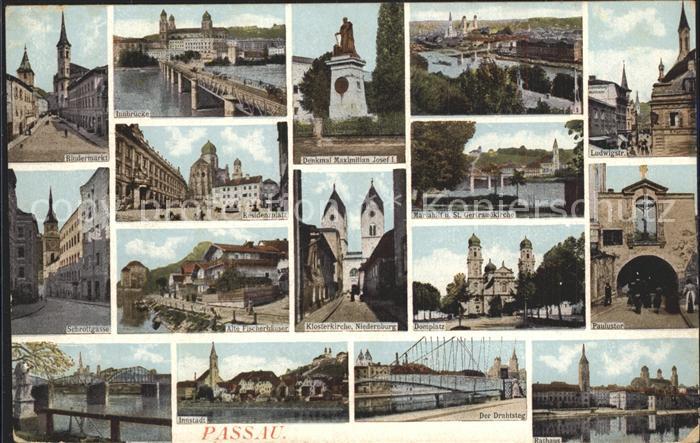 PAssAU Bayern Rindermarkt Innbruecke Denkmal Residenzplatz Mariahilf Schrottgass