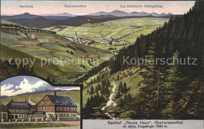 Oberwiesenthal Erzgebirge Panorama mit Hassberg Gasthof Neues Haus
