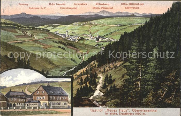 Oberwiesenthal Erzgebirge Panorama mit Hassberg Gasthof Neues Haus