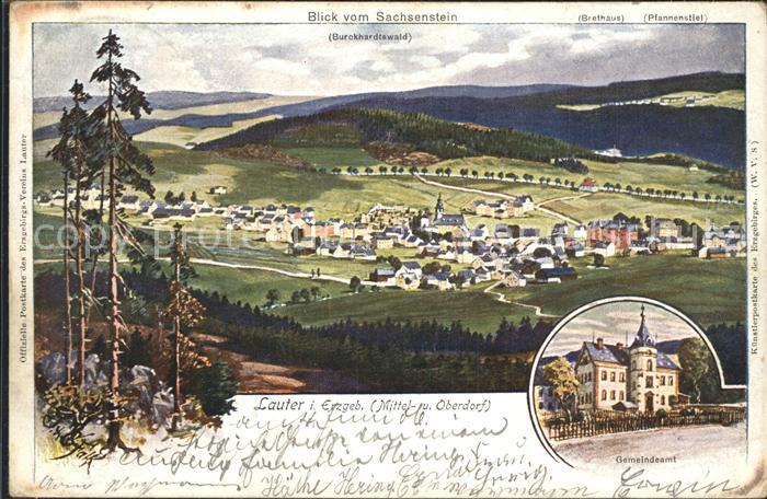 Lauter Schwarzenberg Erzgebirge Blick vom Sachsenstein Gemeindeamt