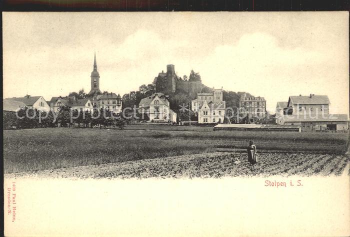 Stolpen Teilansicht mit Kirche und Burg