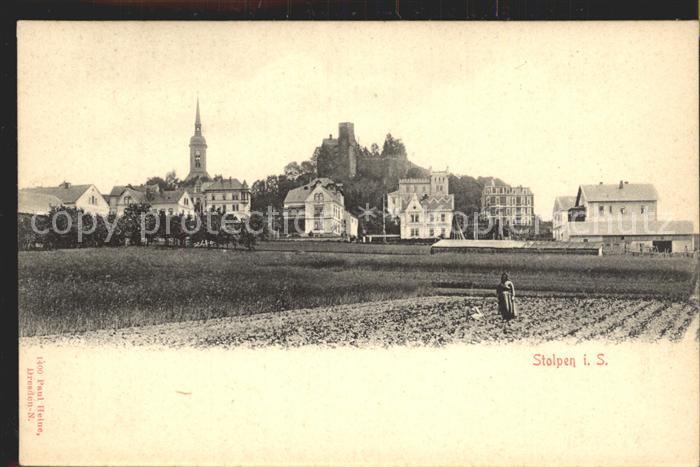 Stolpen Teilansicht mit Kirche und Burg