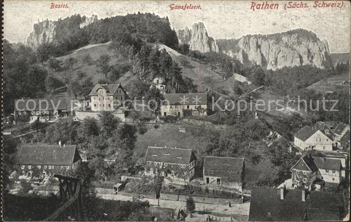 Rathen Saechsische Schweiz mit Bastei und Gansfelsen