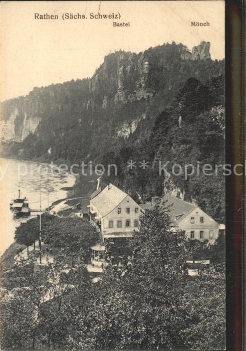 Rathen Saechsische Schweiz mit Bastei und Moench