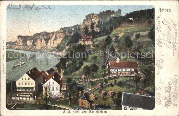 Rathen Saechsische Schweiz Elbepartie mit Basteifelsen