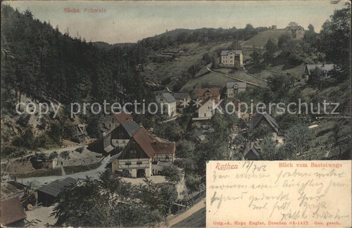 Rathen Saechsische Schweiz Blick vom Basteiweg