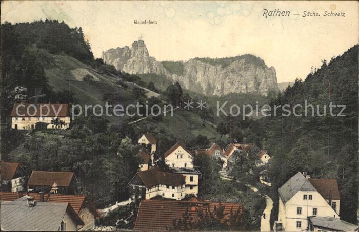 Rathen Saechsische Schweiz mit Gansfelsen