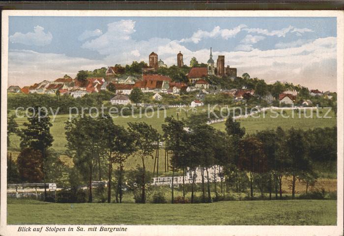Stolpen Stadtblick mit Kirche und Schloss