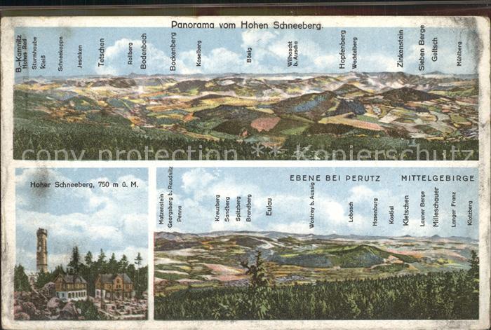 Hoher Schneeberg Decinsky Sneznik Panorama Schneebergturm Ebene bei Perutz