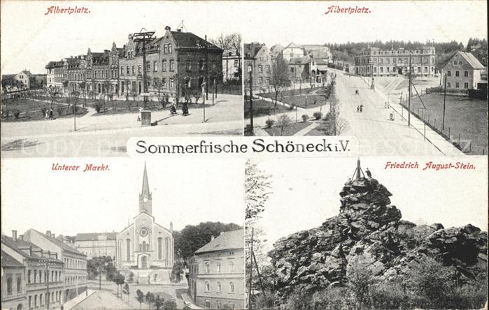Schoeneck Vogtland Albertplatz Unterer Markt Friedrich August Stein