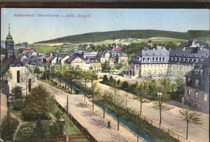 Oberschlema Erzgebirge Teilansicht Kirche Kurhotel Radiumbad