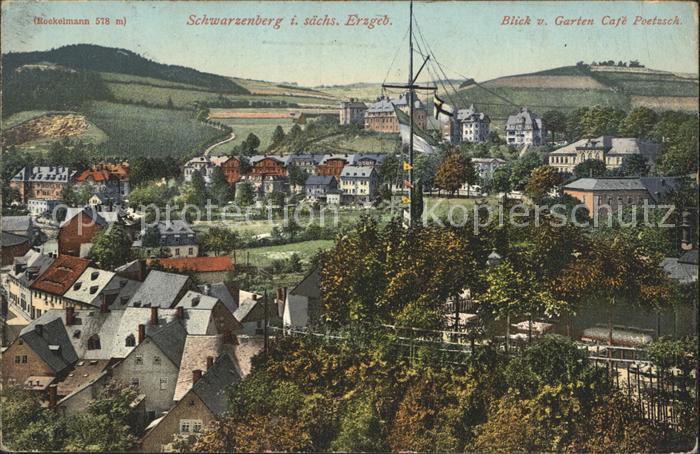 Schwarzenberg Erzgebirge Blick vom Garten Cafe Poetzsch