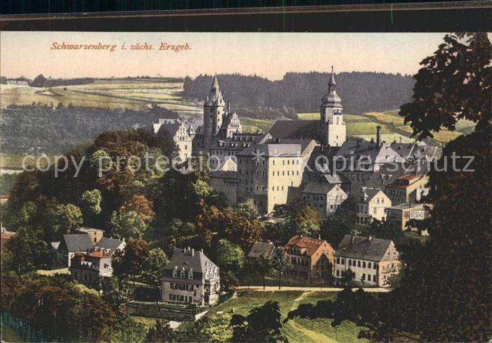 Schwarzenberg Erzgebirge Blick auf Kirche und Schloss