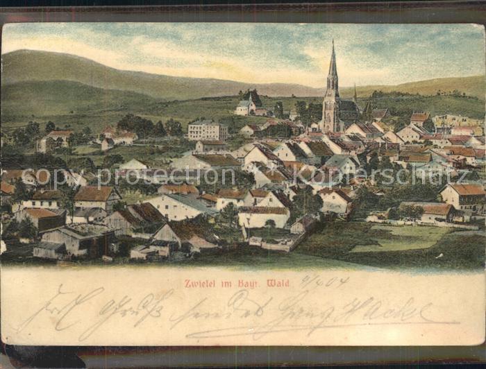 Zwiesel Niederbayern Ortsansicht mit Kirche Bayerischer Wald