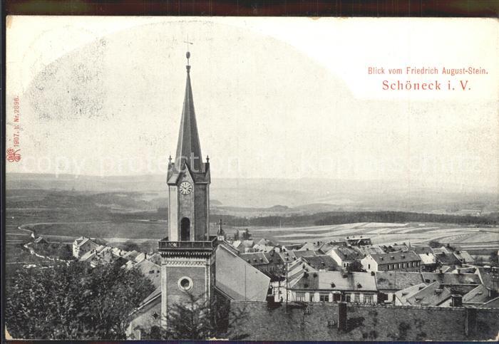 Schoeneck Vogtland Blick vom Friedrich August Stein Kirche