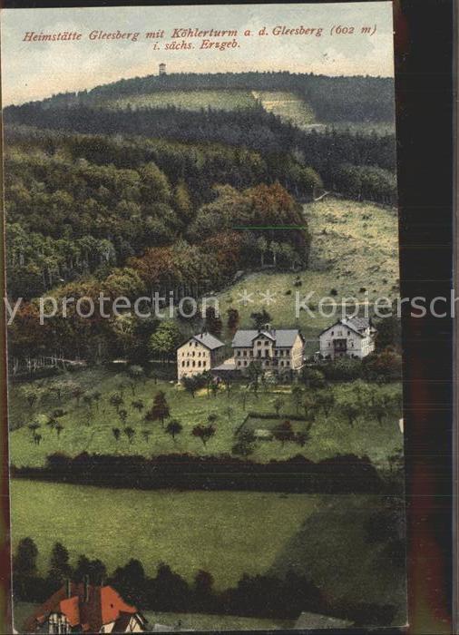Schneeberg Erzgebirge Heimstaette Gleesberg mit Koehlerturm Bahnpost