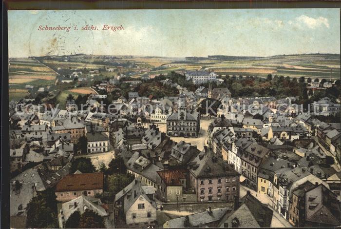 Schneeberg Erzgebirge Blick ueber die Stadt