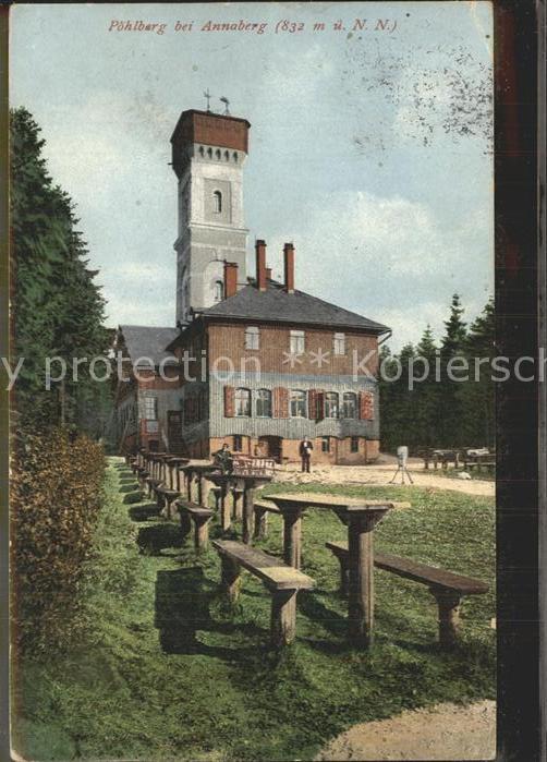 Annaberg-Buchholz Erzgebirge Turm und Unterkunftshaus auf dem Poehlberg