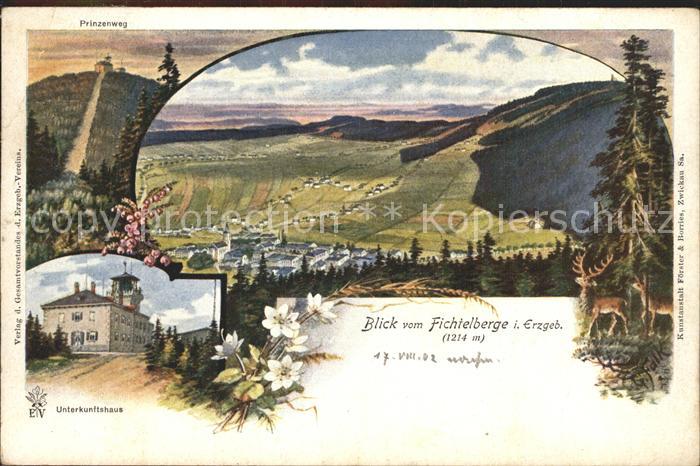 Oberwiesenthal Erzgebirge Panorama Blick vom Fichtelberg Unterkunftshaus Prinzen