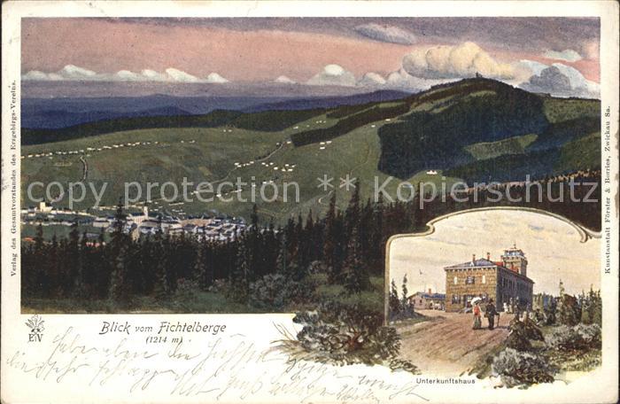 Oberwiesenthal Erzgebirge Panorama Blick vom Fichtelberg Unterkunftshaus Kuenstl