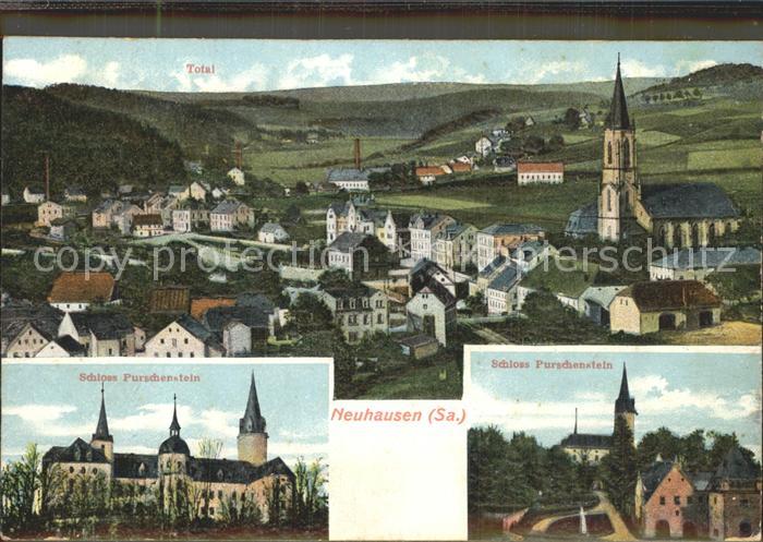 Neuhausen Erzgebirge Schloss Purschenstein  Stadtansicht