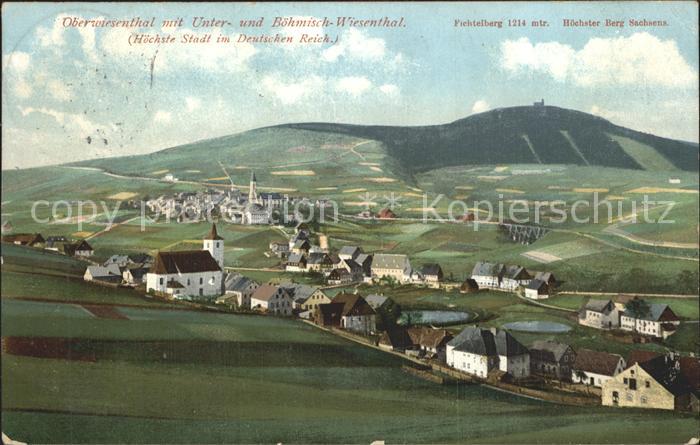 Oberwiesenthal Erzgebirge mit Unter und Boehm Wiesenthal und Fichtelberg