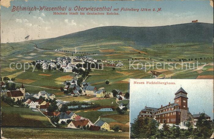 Oberwiesenthal Erzgebirge mit Unter und Boehm Wiesental Sporthotel und Fichtelbe