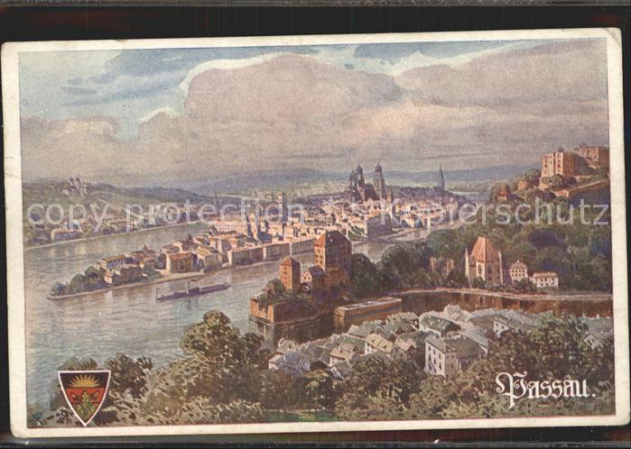 PAssAU Bayern Zusammenfluss von Ilz Donau und Inn