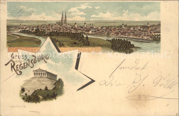 REGENSBURG Bayern Panorama mit Dom und Walhalla