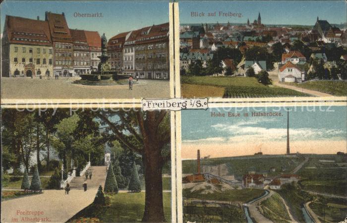 Freiberg Sachsen Obermarkt Teilansicht Freitreppe im Albertpark Hohe Esse