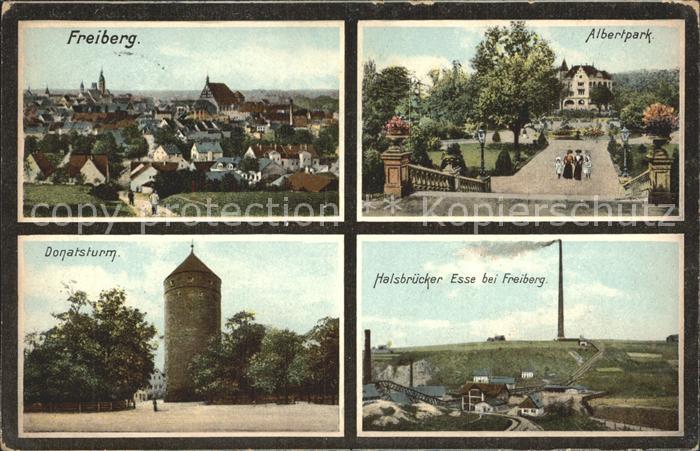 Freiberg Sachsen mit Albertpark Donatsturm Halsbruecker Esse