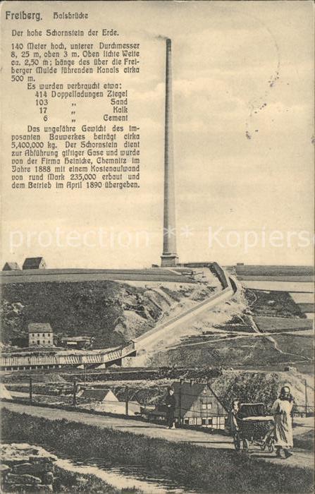 Freiberg Sachsen Halsbruecke Hoher Schornstein