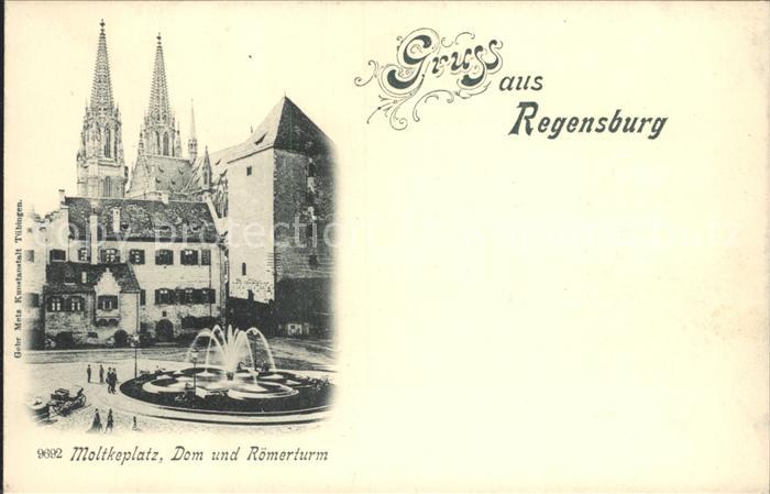 REGENSBURG Bayern Moltkeplatz Dom und Roemerturm