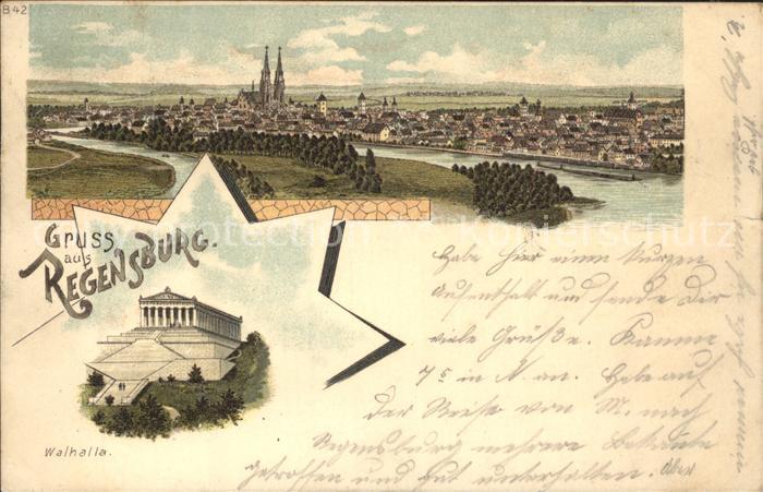 REGENSBURG Bayern Totalansicht mit Dom und Walhalla