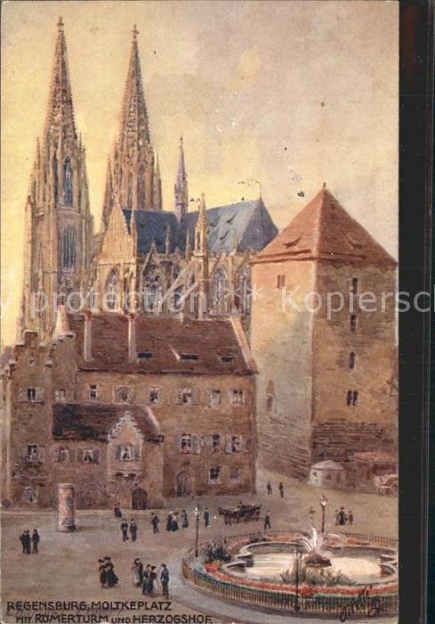 REGENSBURG Bayern Moltkeplatz Roemerturm Herzogshof Dom