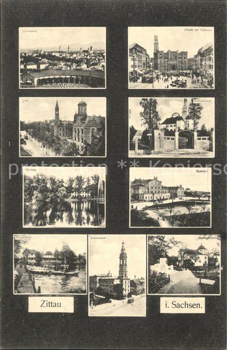 Zittau Panorama Markt Rathaus Post Krematorium Weinau Bahnhof Burgteich Johanneu