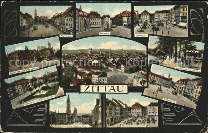 Zittau Marktplatz Neustadt Kaiserl Postamt Total Rathausplatz Ottokarplatz Bisma