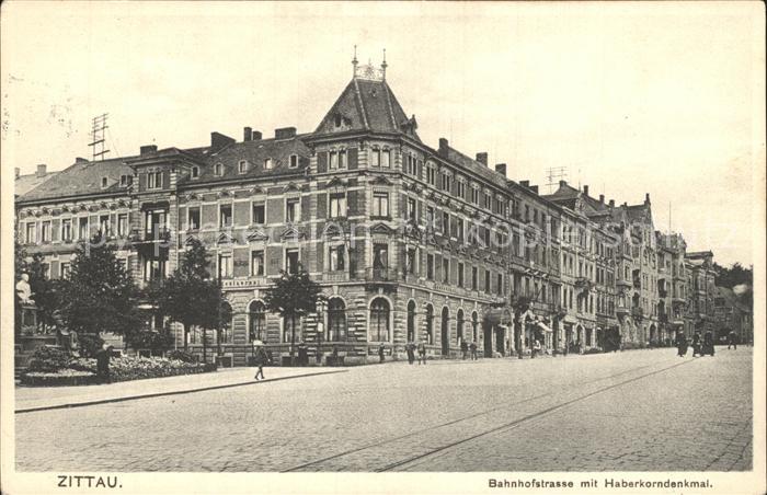 Zittau Bahnhofstrasse mit Haberkorndenkmal