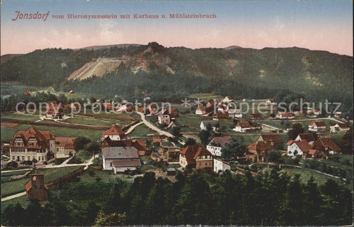 Jonsdorf vom Hieronymusstein mit Kurhaus und Muehlsteinbruch