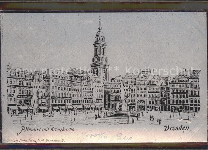 DRESDEN Elbe Altmarkt mit Kreuzkirche