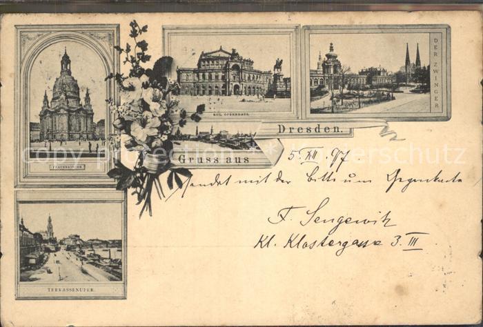 DRESDEN Elbe Frauenkirche Kgl Opernhaus Zwingr Terrassenufer