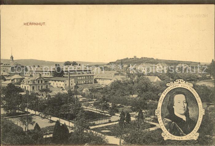 Herrnhut Teilansicht Gruenderportrait